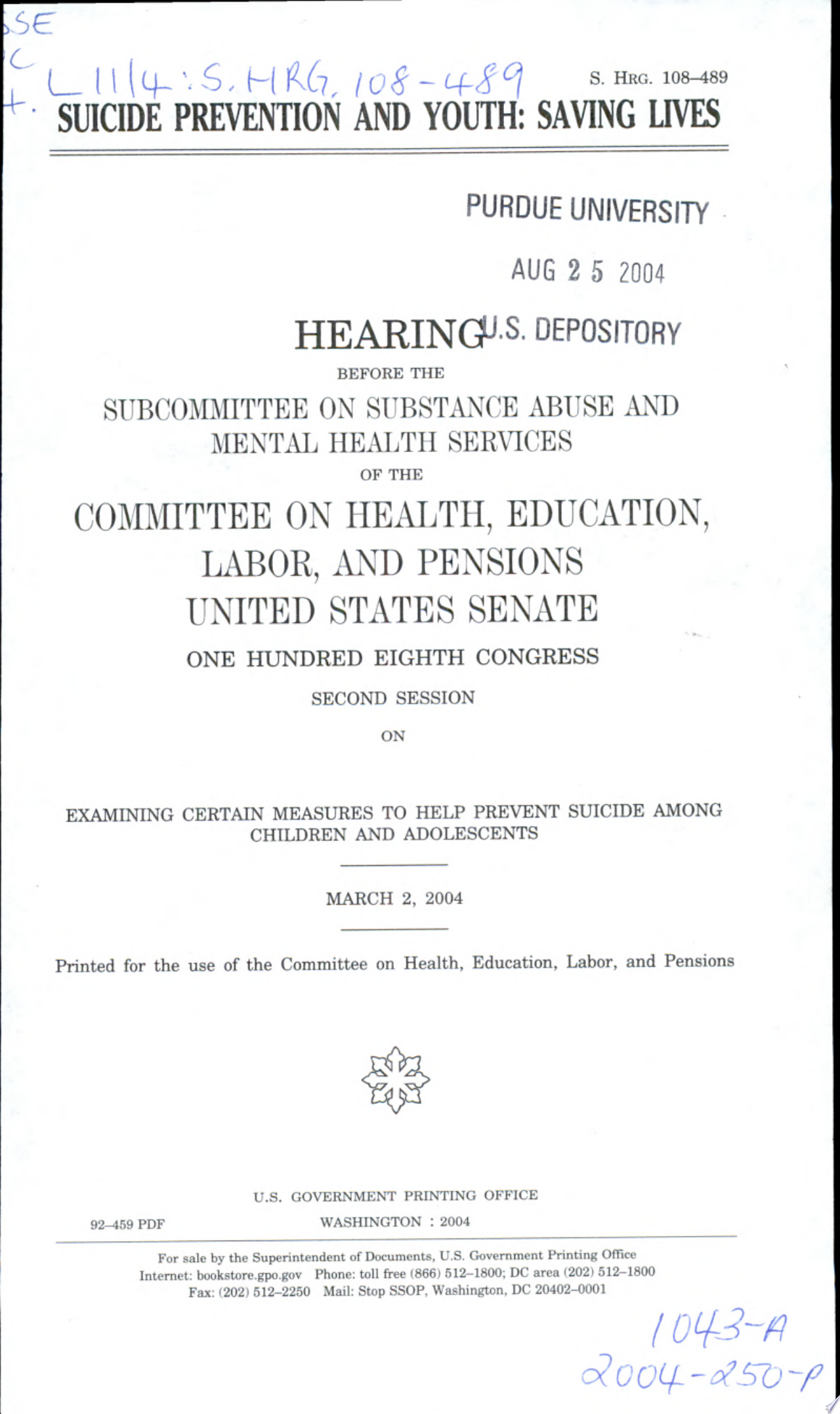 Suicide Prevention and Youth