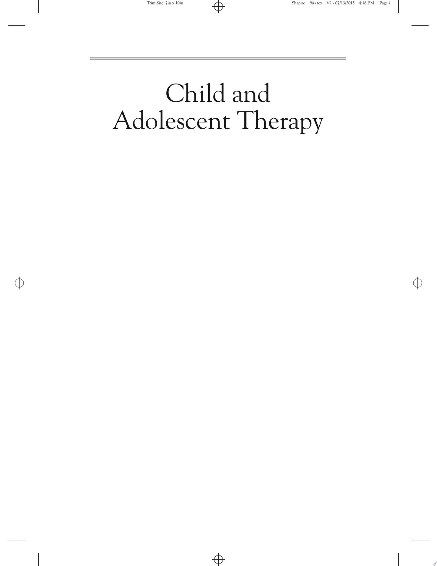Child and Adolescent Therapy